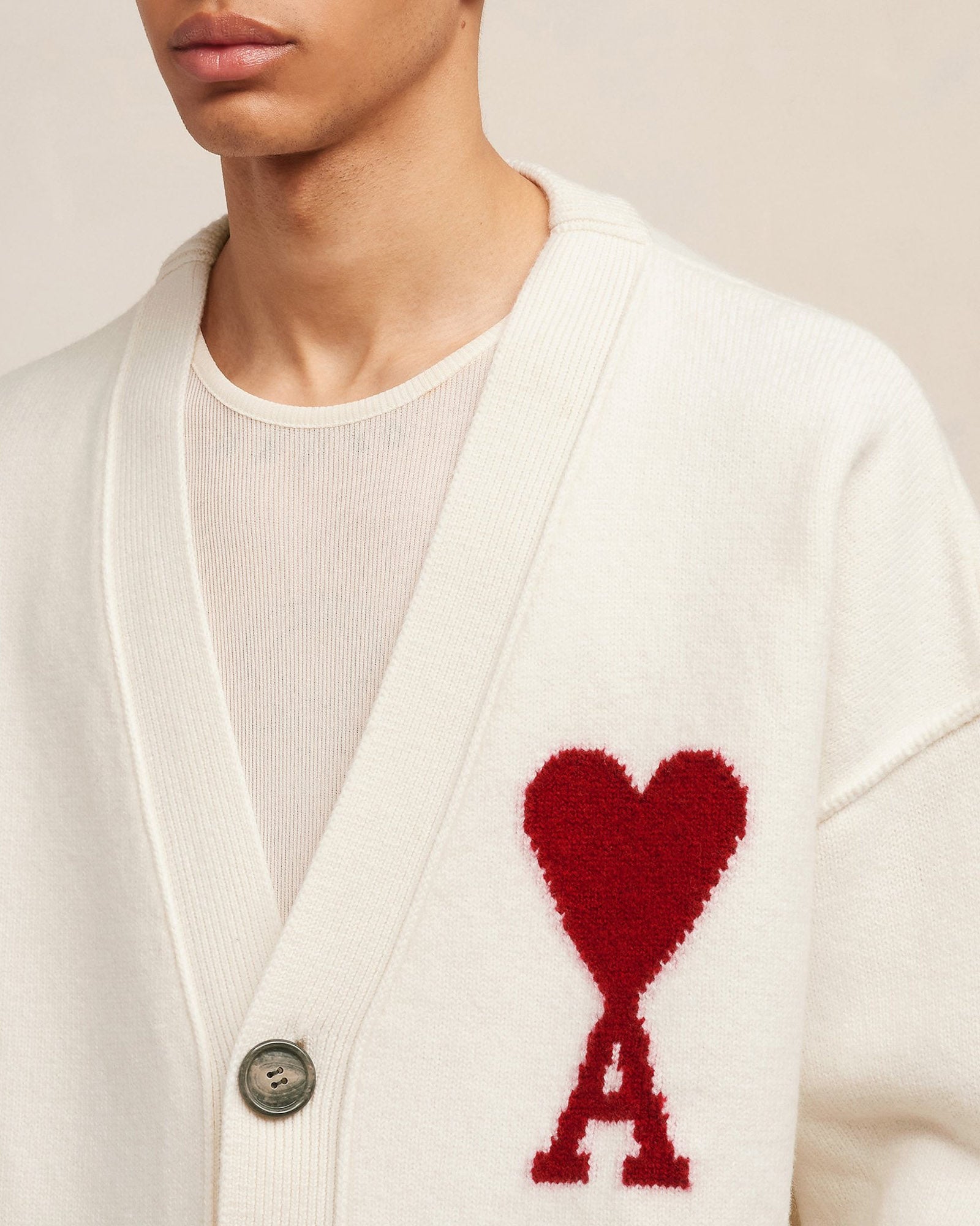 AMI ALEXANDRE MATTIUSSI Red Ami De Coeur Cardigan