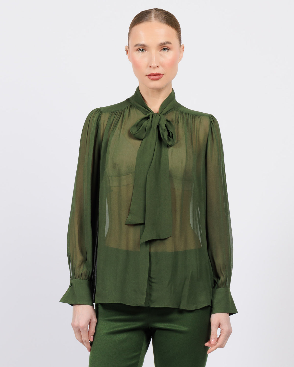 ALICE + OLIVIA Thayer Tie Neck Blouse