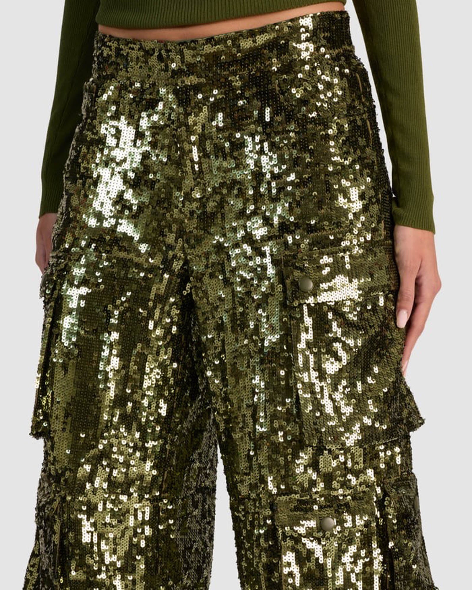 Pantalon cargo à sequins Olympia