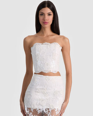 Ceresi Embellished Lace Bandeau Top