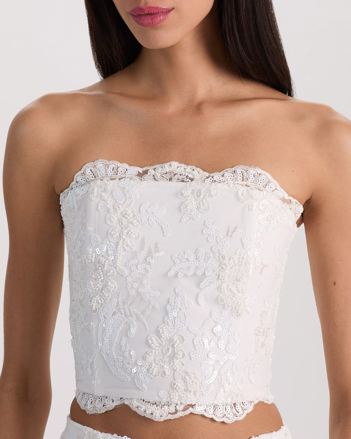 Ceresi Embellished Lace Bandeau Top