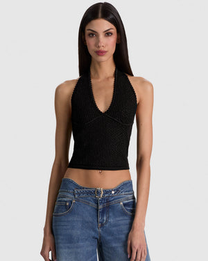 Pearl Tie Halter Top