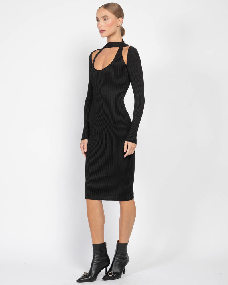 Long Sleeve Cutout Knit Dress