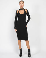 Long Sleeve Cutout Knit Dress