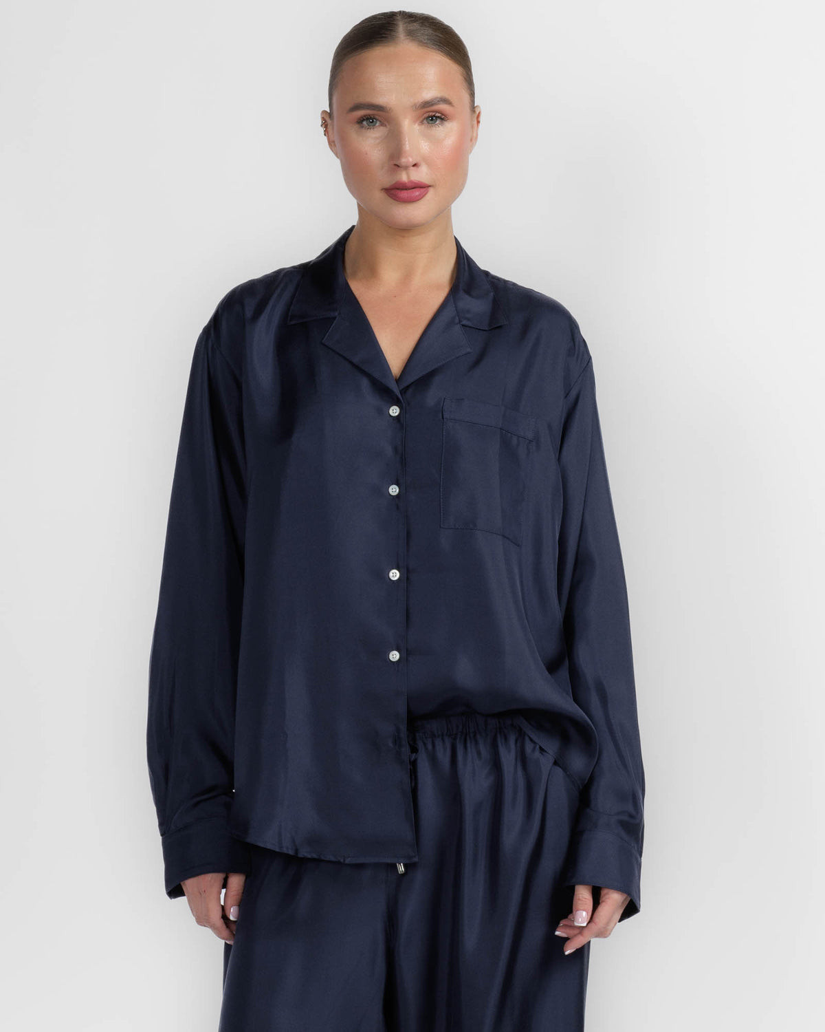 Notched Long Sleeve Shirt