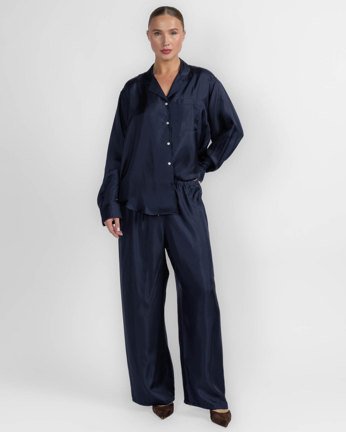 Notched Long Sleeve Shirt