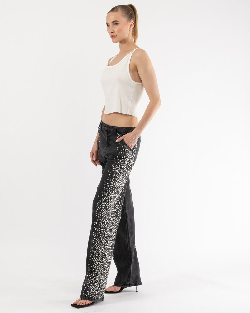 Embroidered Denim Trousers