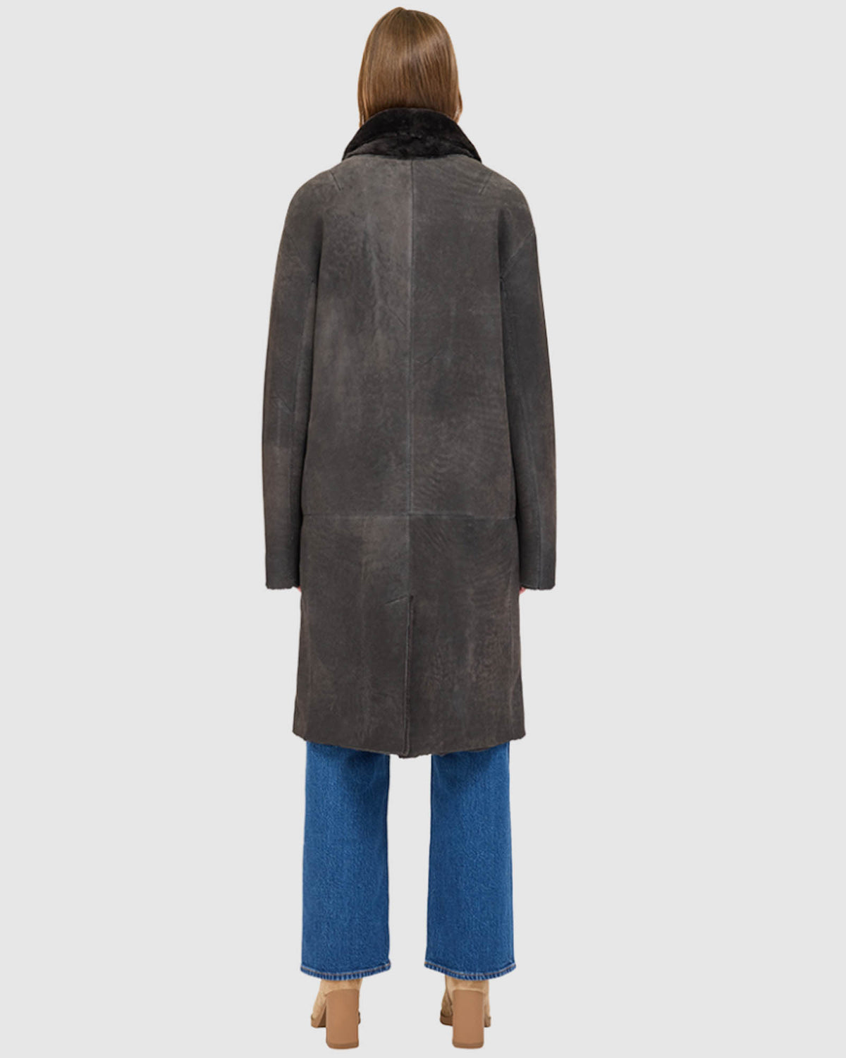 Elle Black Vintage Reversible Shearling Coat