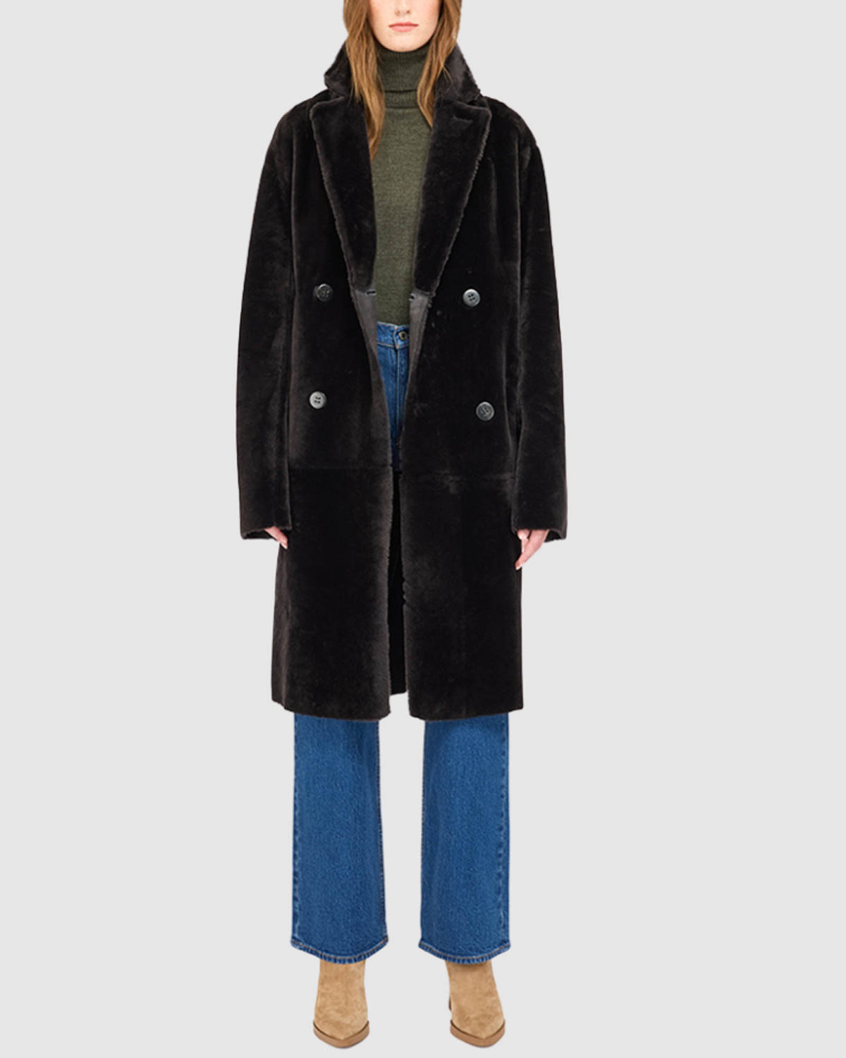 Elle Black Vintage Reversible Shearling Coat