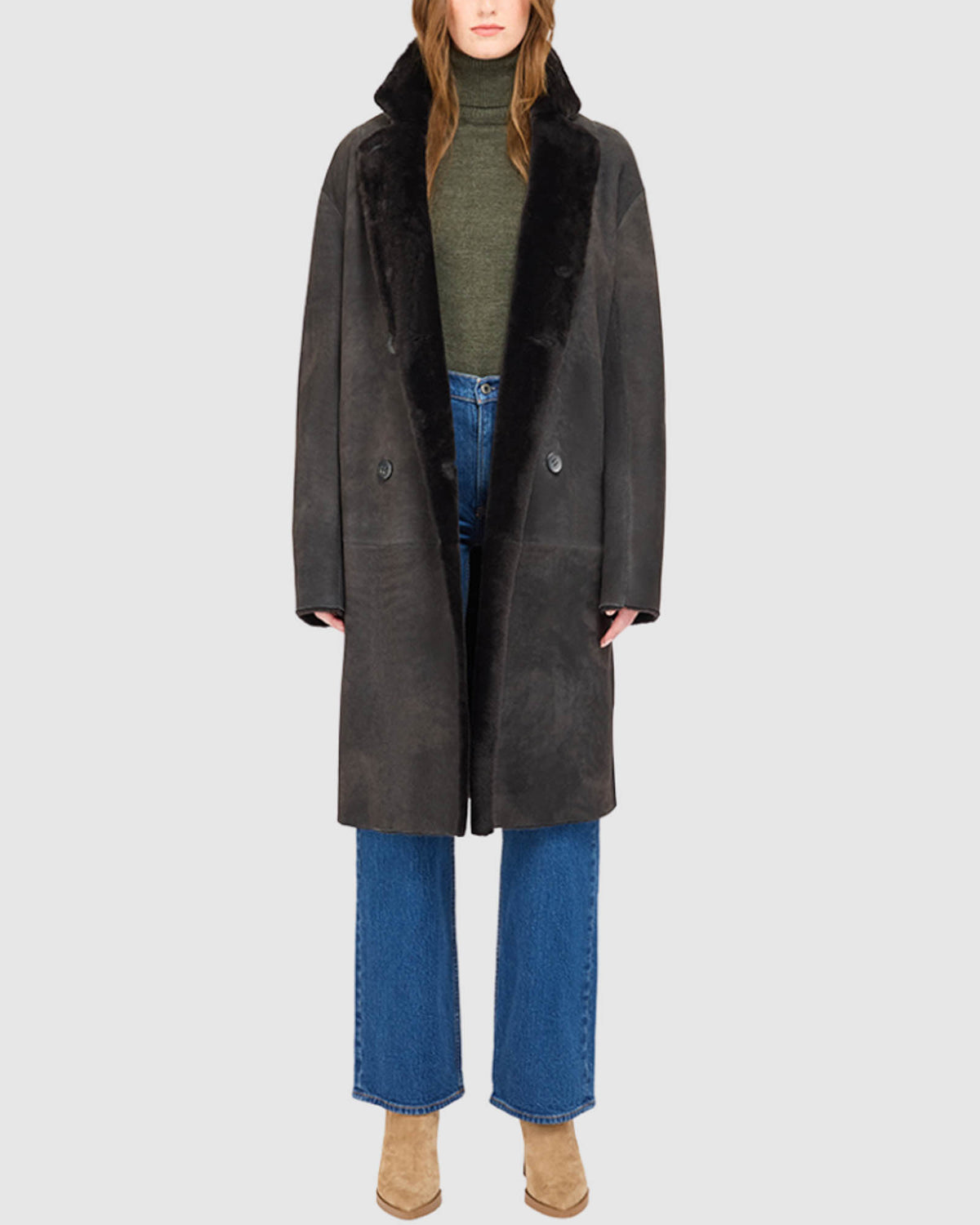 Elle Black Vintage Reversible Shearling Coat