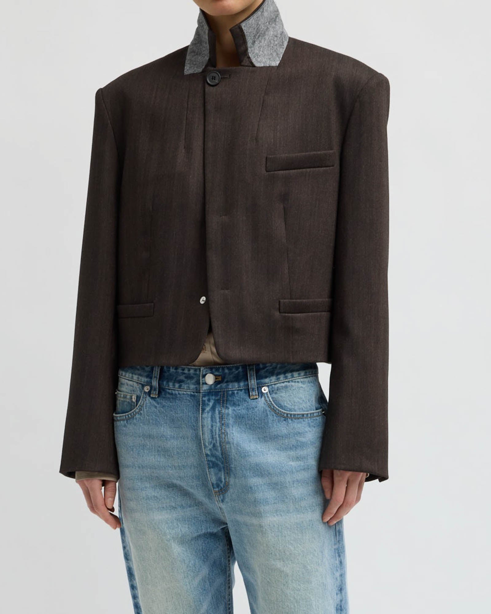 Herringbone Crop Blazer