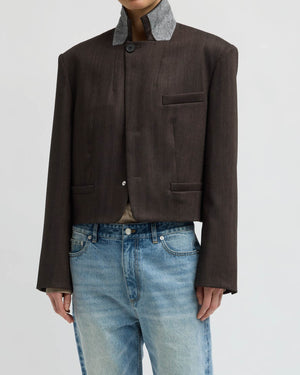 Herringbone Crop Blazer
