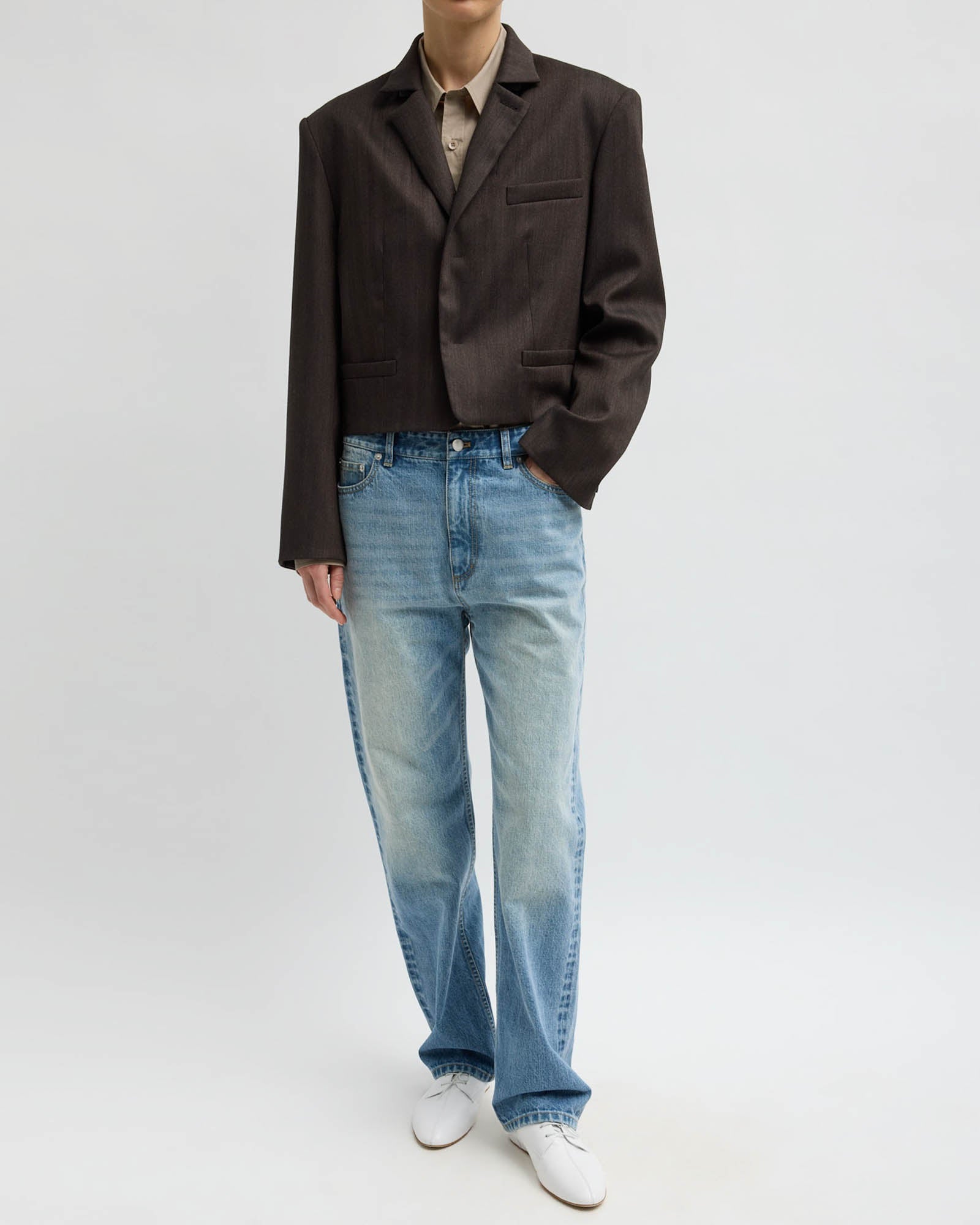 Herringbone Crop Blazer