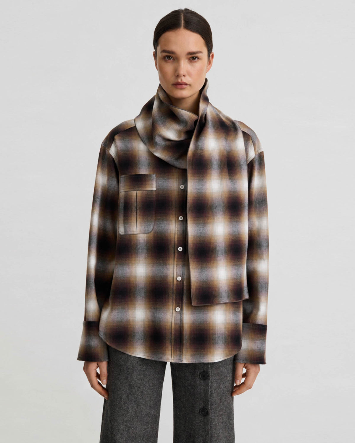 Detachable Scarf Shirt
