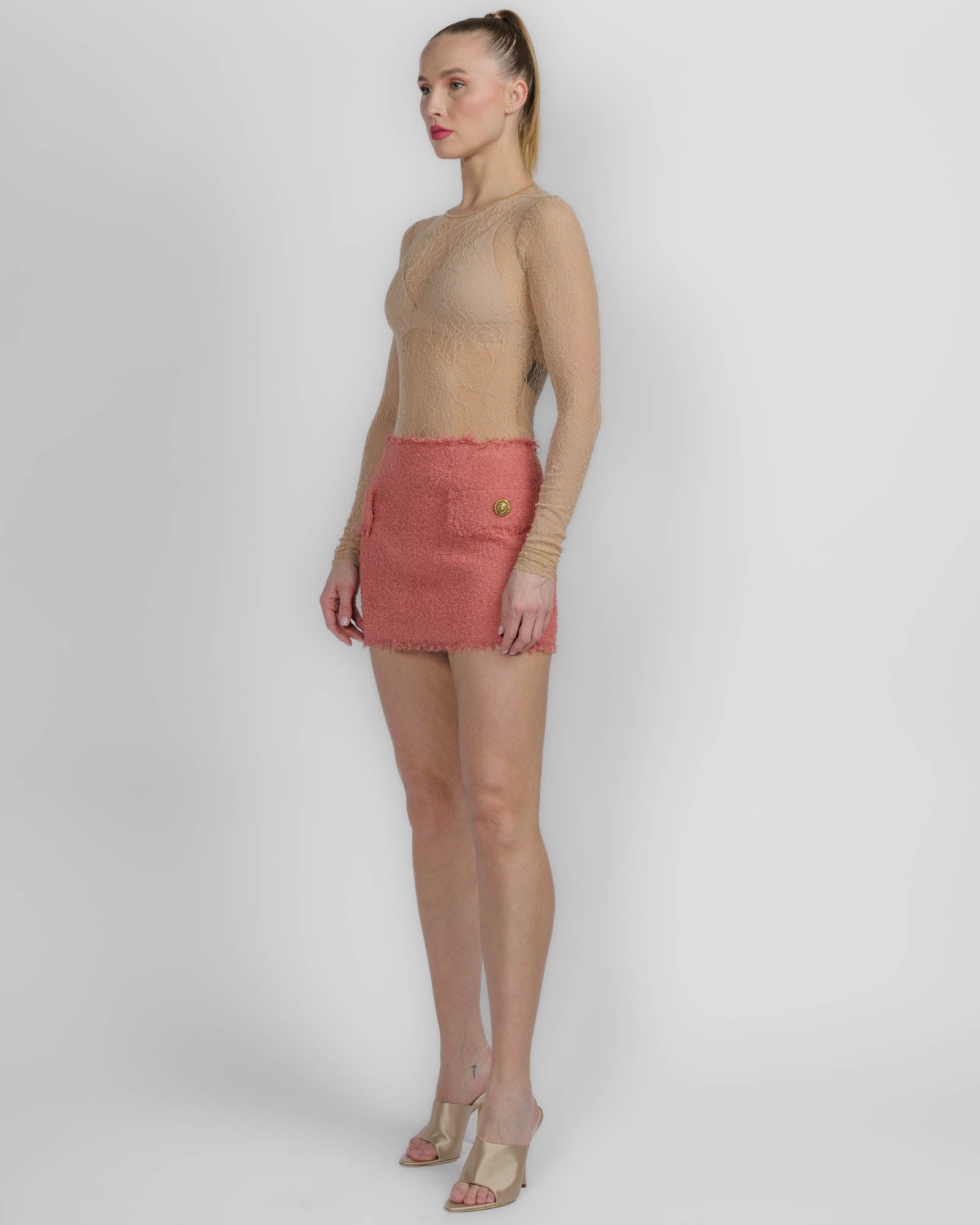 2 Pocket Tweed Short Skirt