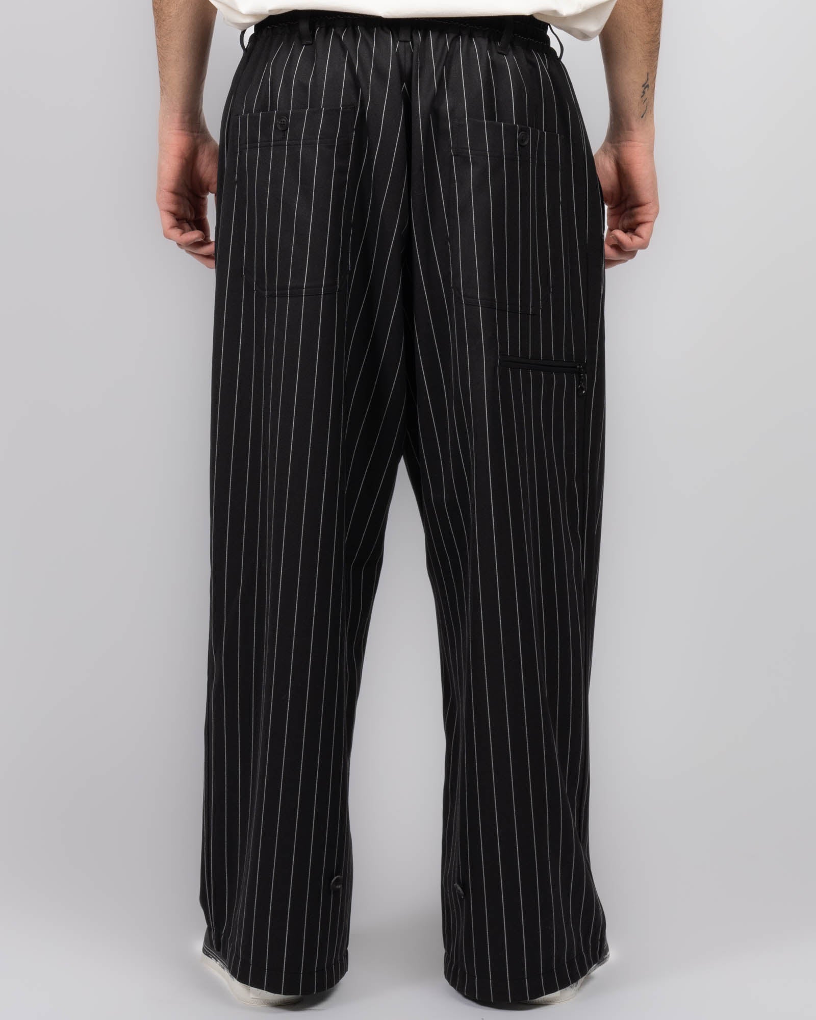 Pinstripe Refined Wool Wide Leg Tracksuit Bottoms