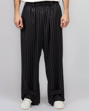 Pinstripe Refined Wool Wide Leg Tracksuit Bottoms
