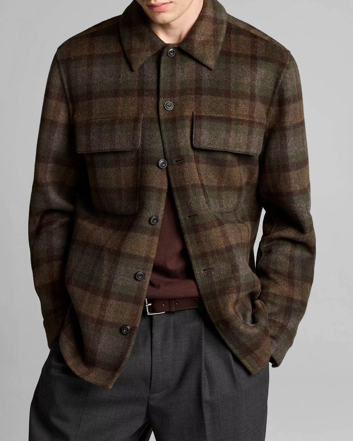 Plaid Split Shirt Jacket
