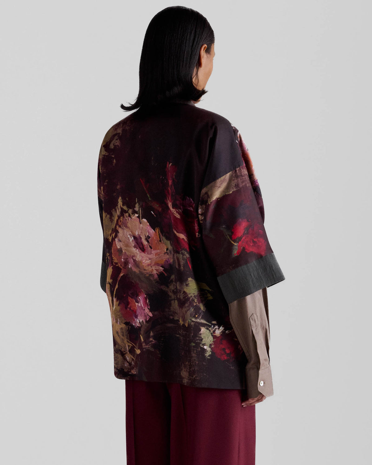 Painterly Rose Silk Kimono