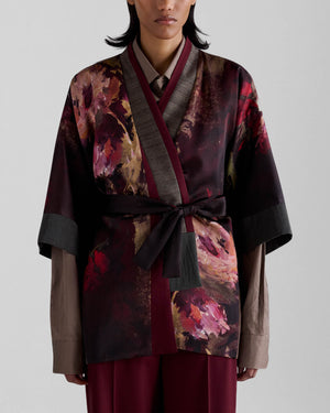 Painterly Rose Silk Kimono