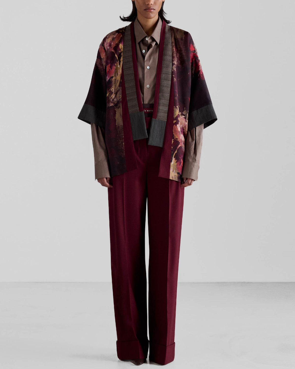 Painterly Rose Silk Kimono