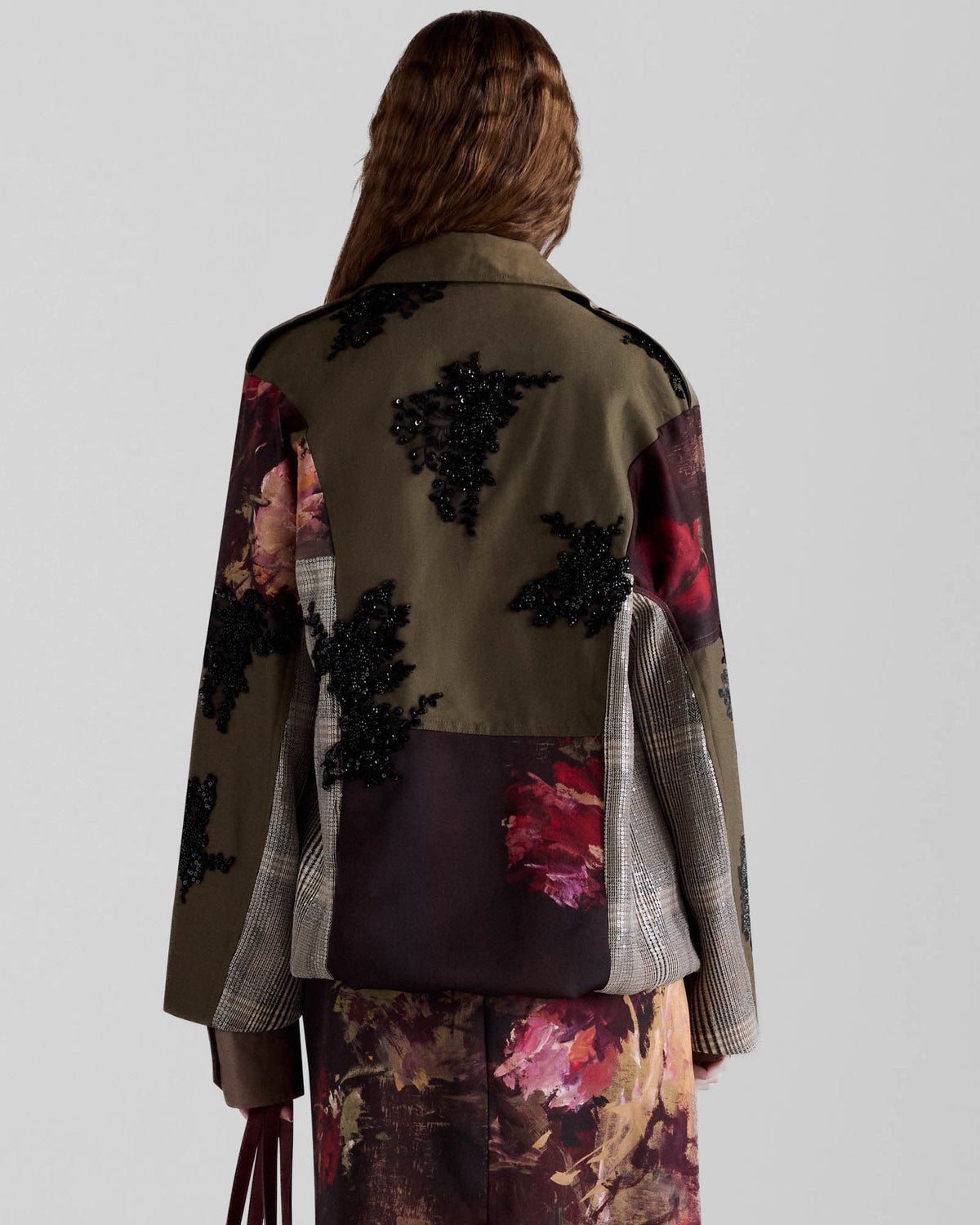 Parka With Beaded Floral Embroidery