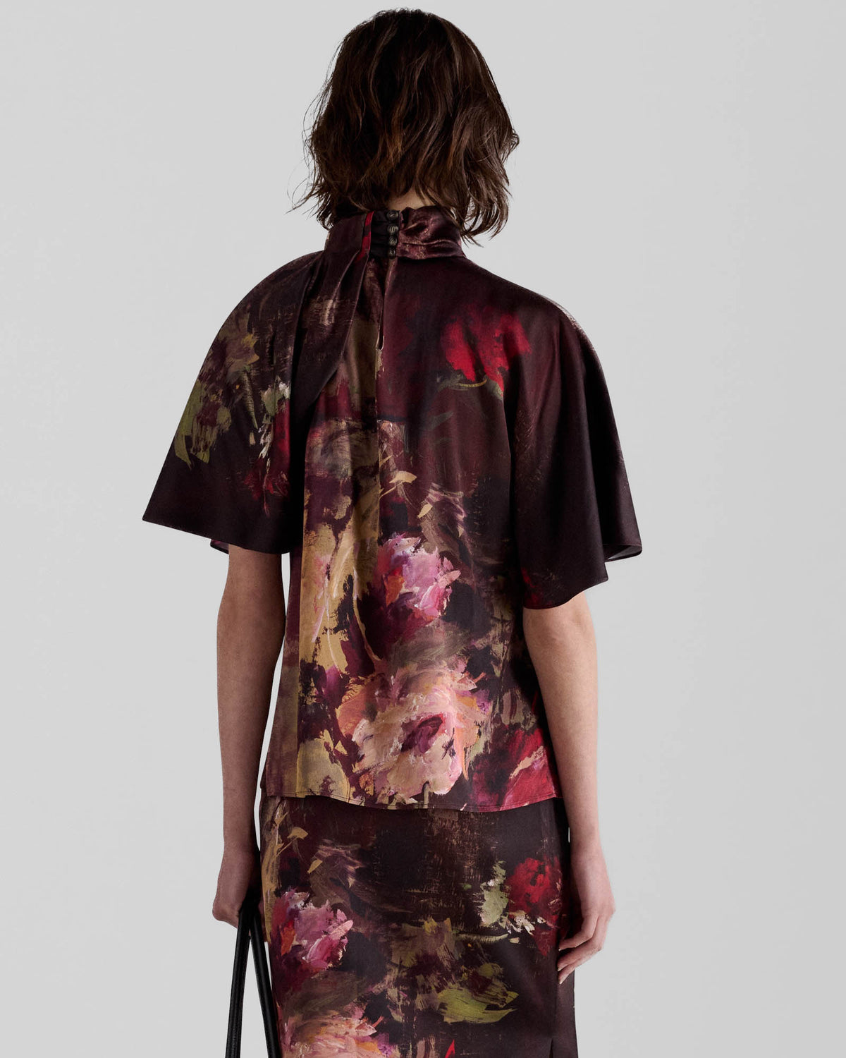 Painterly Rose Print Blouse