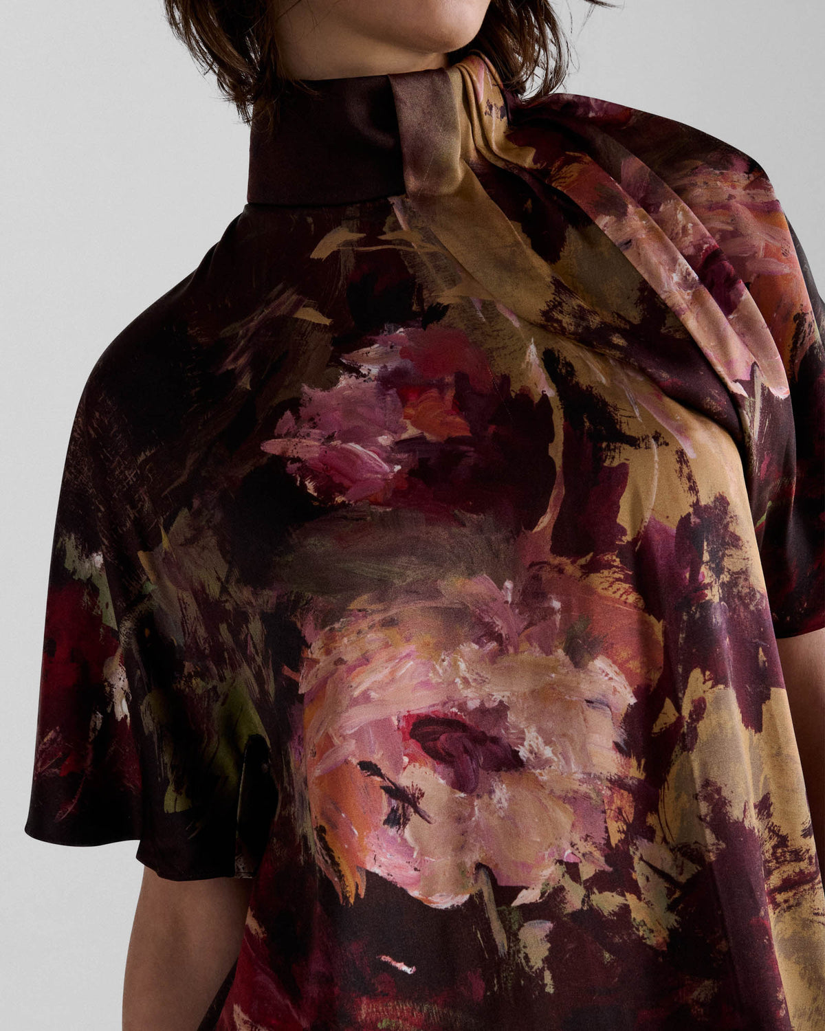 Painterly Rose Print Blouse