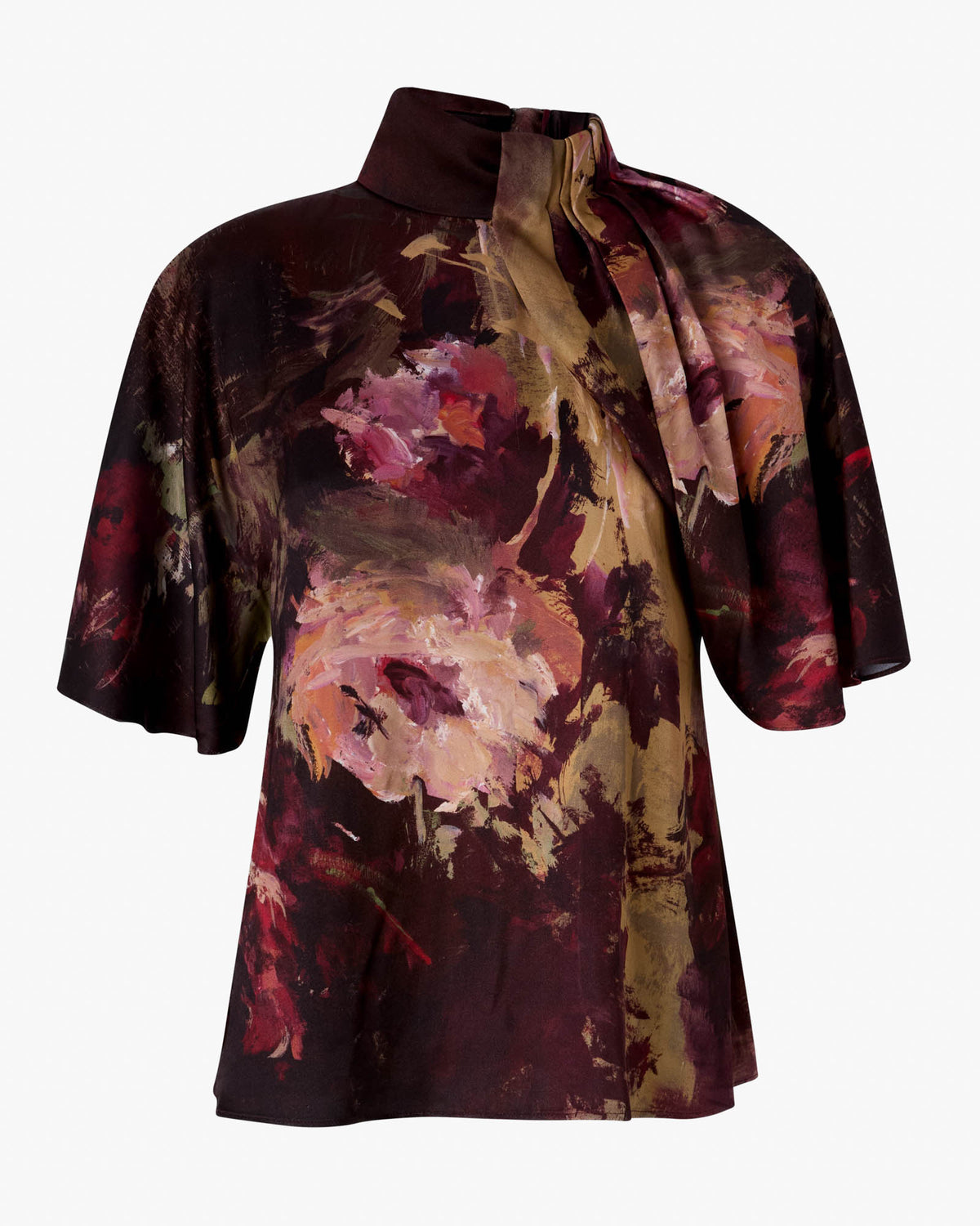 Painterly Rose Print Blouse