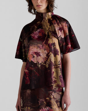 Painterly Rose Print Blouse