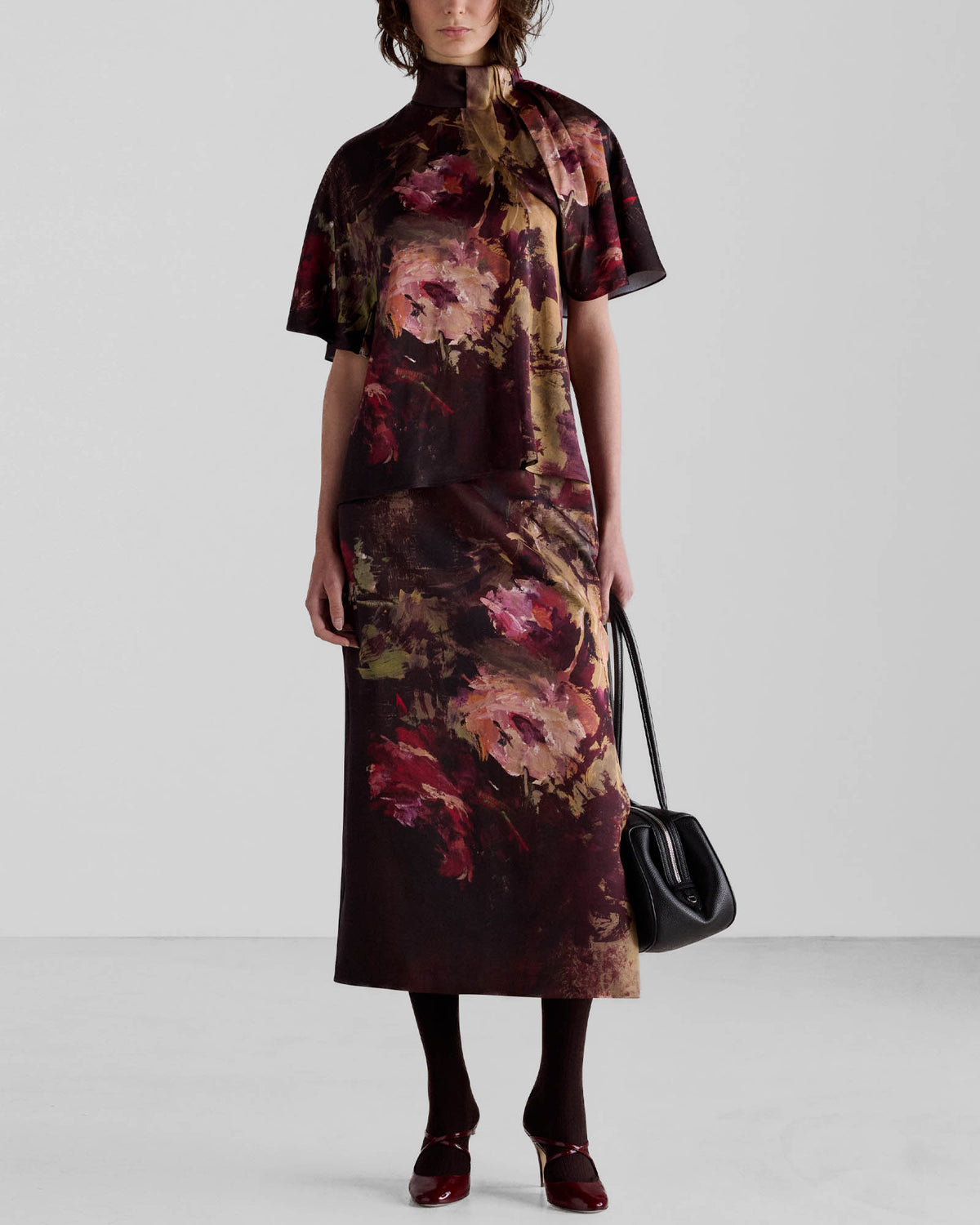 Painterly Rose Print Blouse