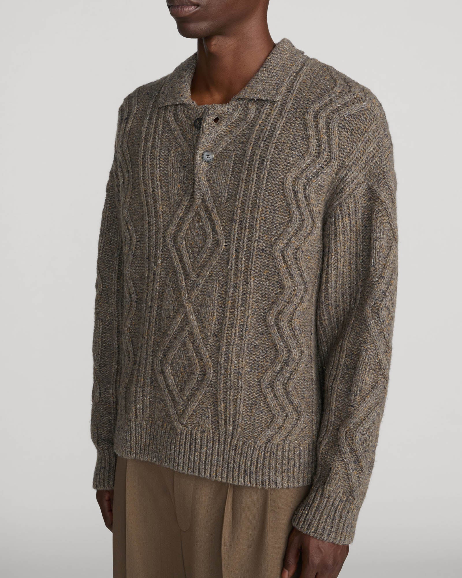 Cable Polo Sweater
