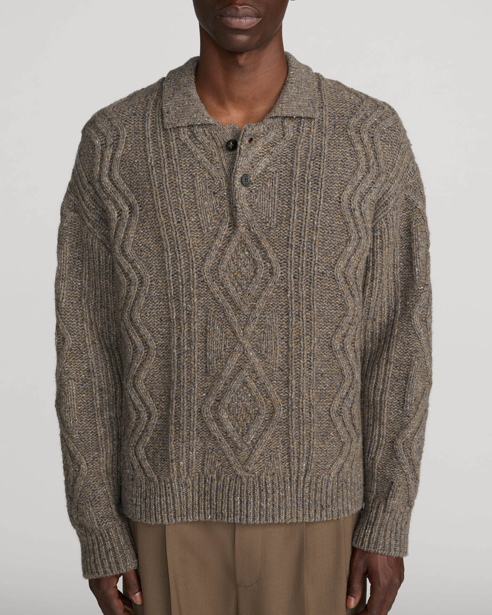 Cable Polo Sweater