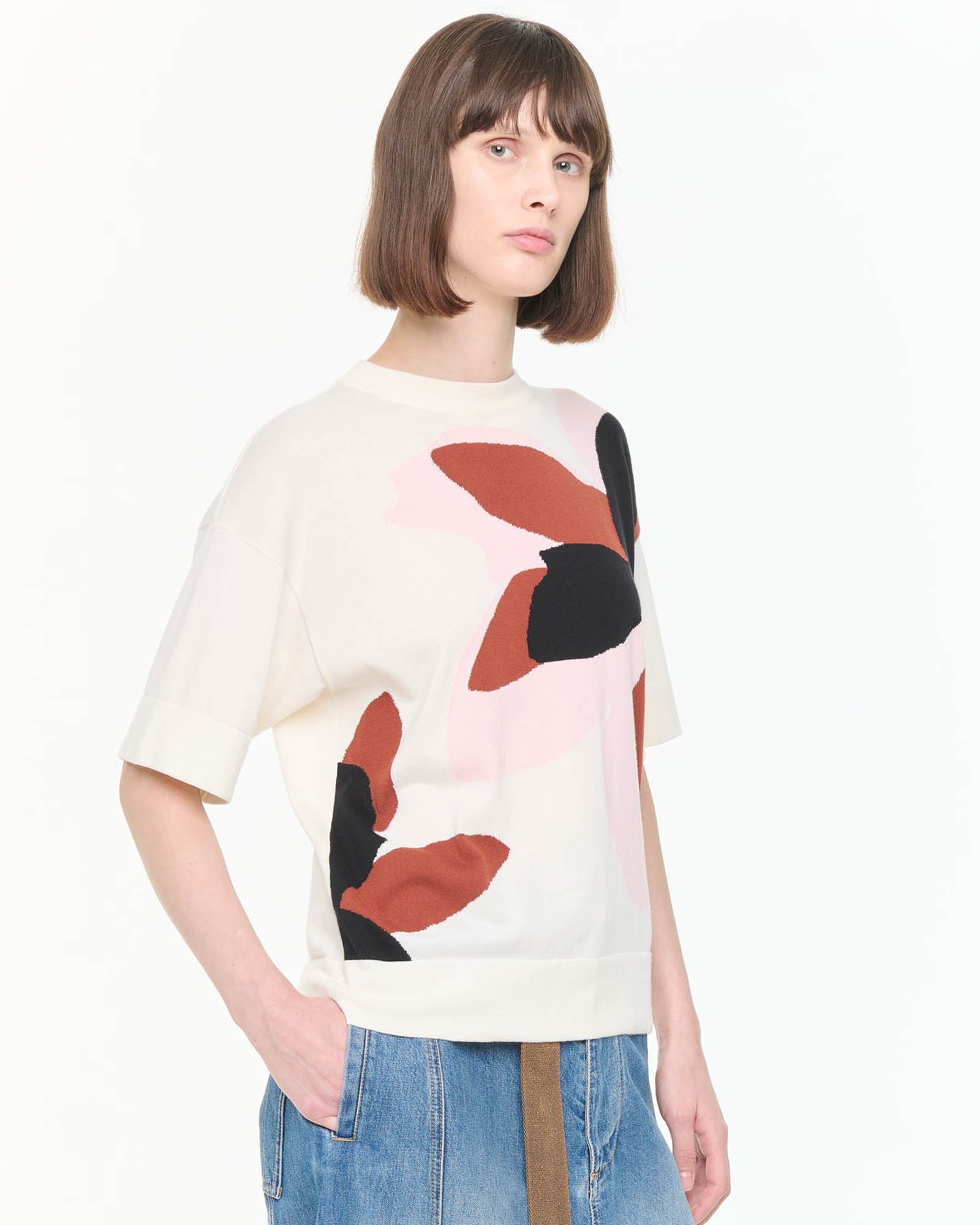 Flower Intarsia T-Shirt