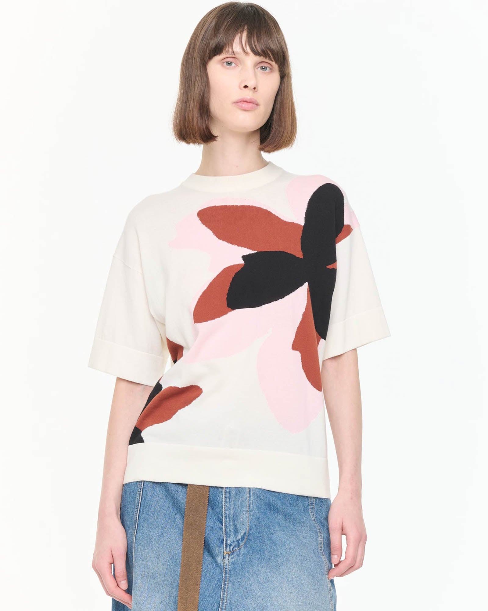 Flower Intarsia T-Shirt