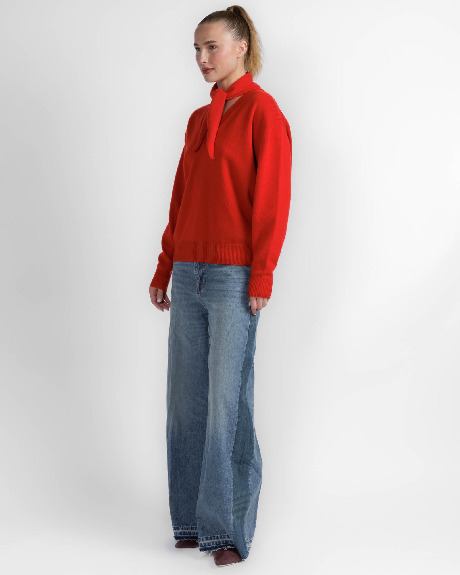 Long Sleeve Foulard Knit Top