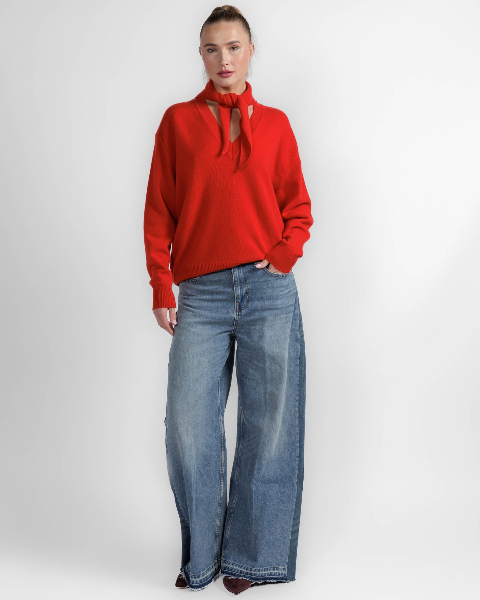 Long Sleeve Foulard Knit Top