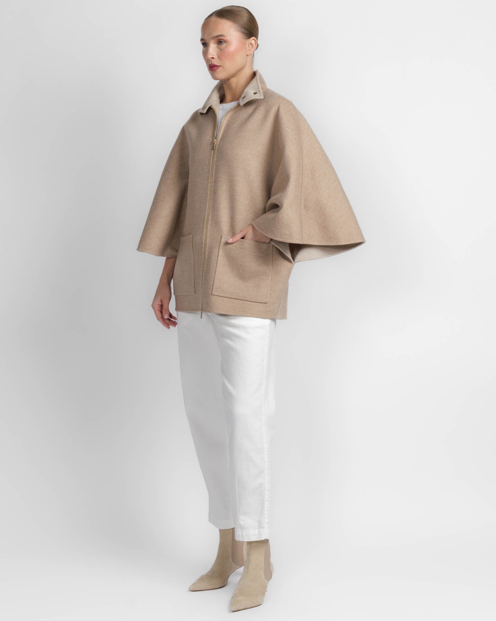 Wide Sleeve Zip Top