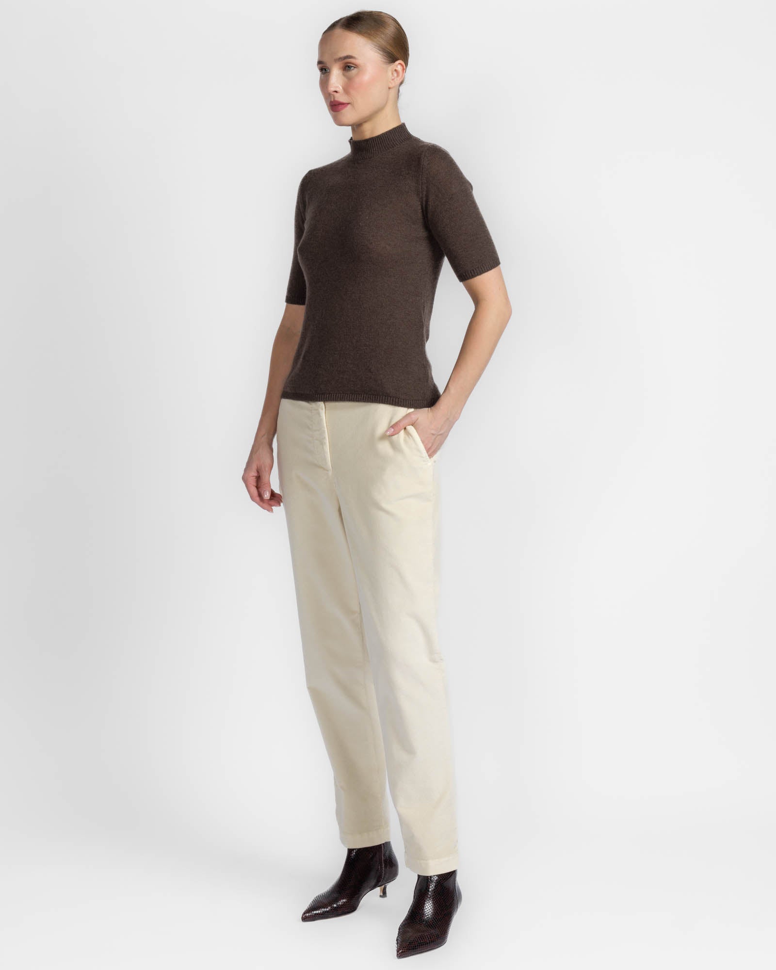 Mock Neck Short Sleeve Sweater