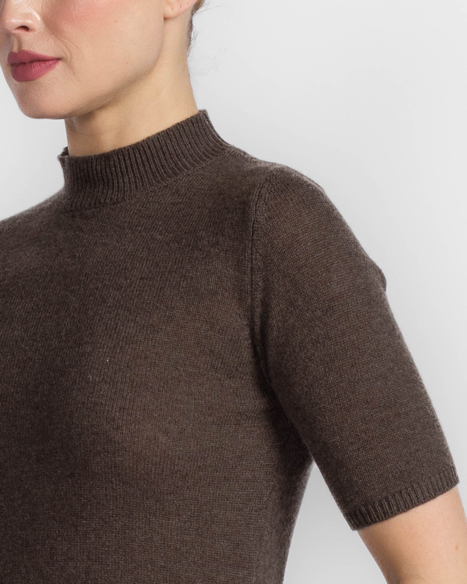 Mock Neck Short Sleeve Sweater