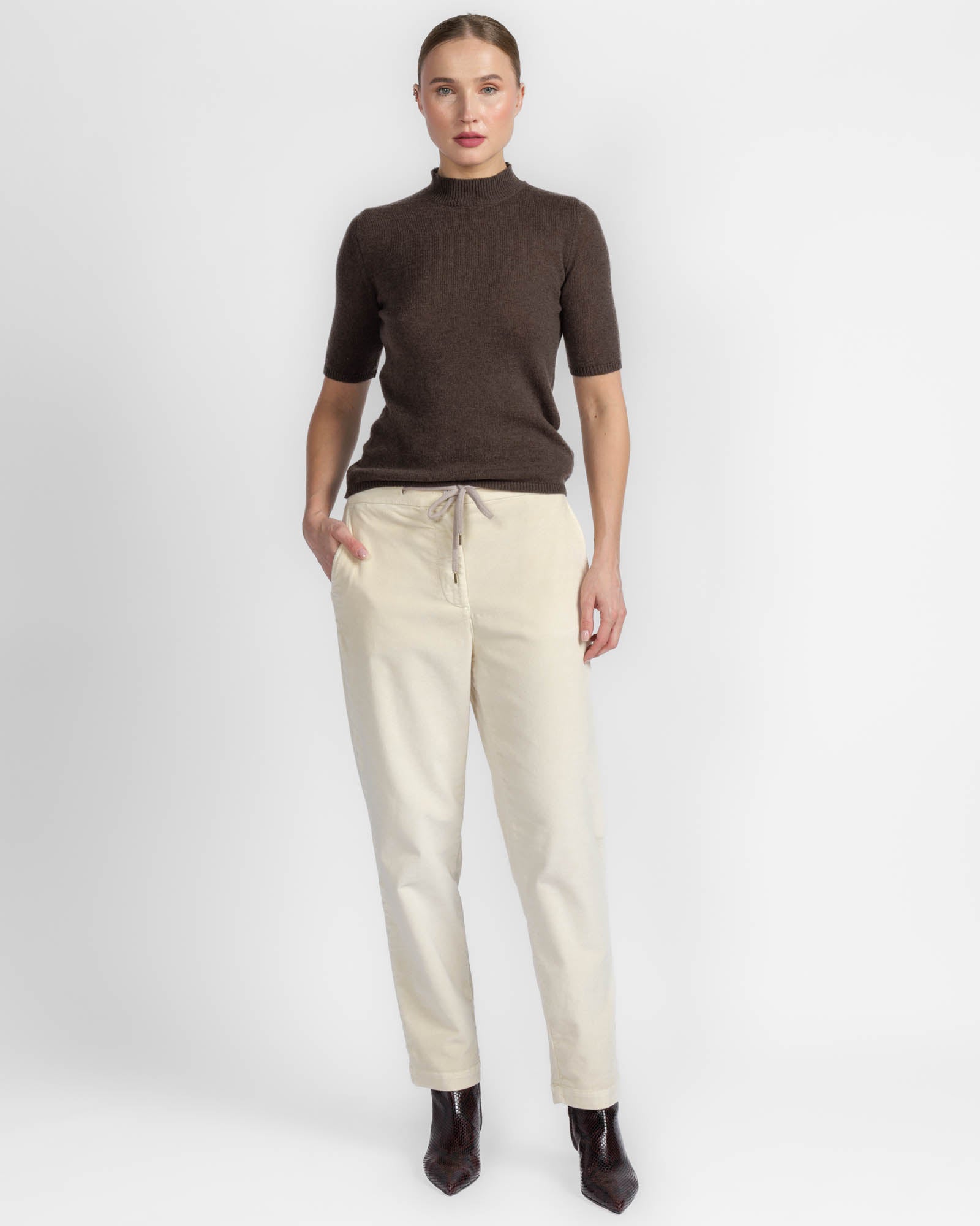 Mock Neck Short Sleeve Sweater