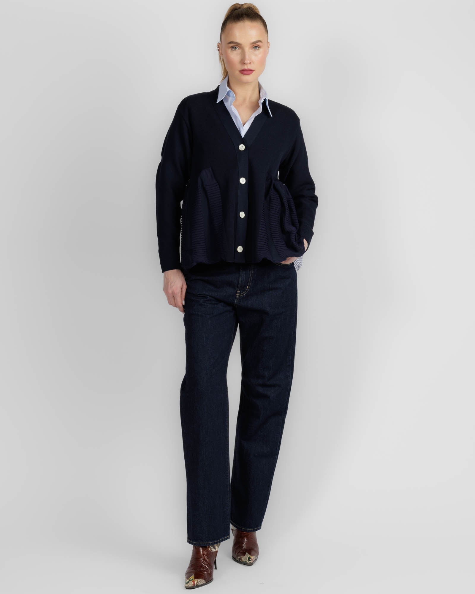 Wavy Flared Cardigan