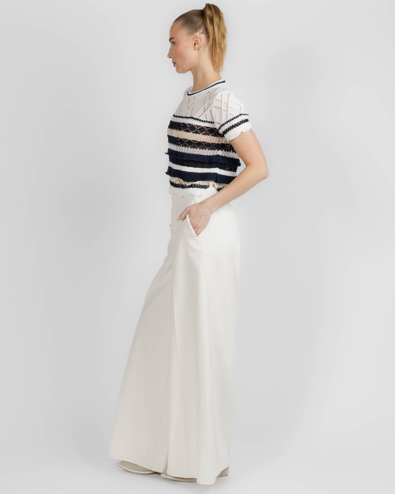 Crazy Short Sleeve Knit Basque
