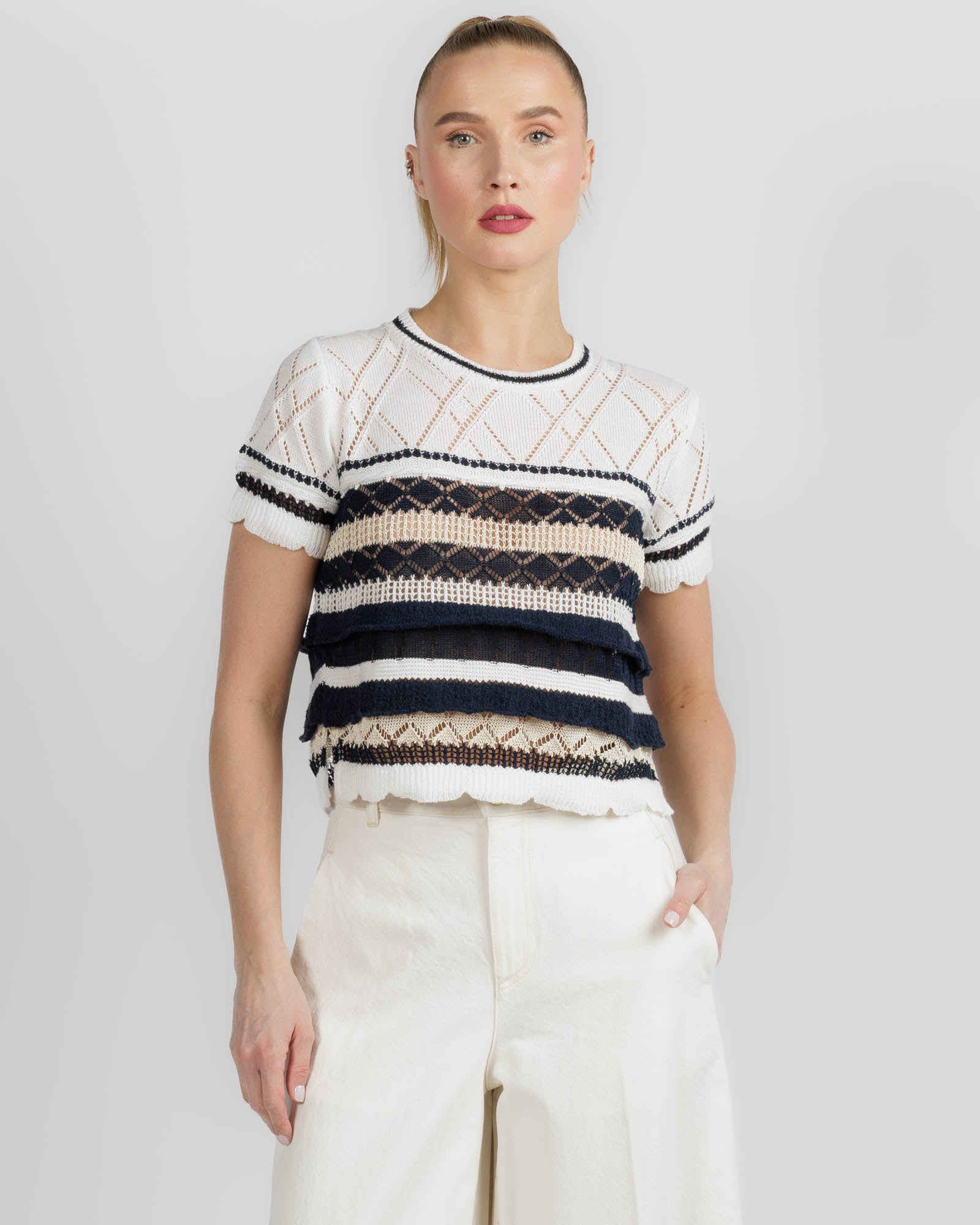 Crazy Short Sleeve Knit Basque