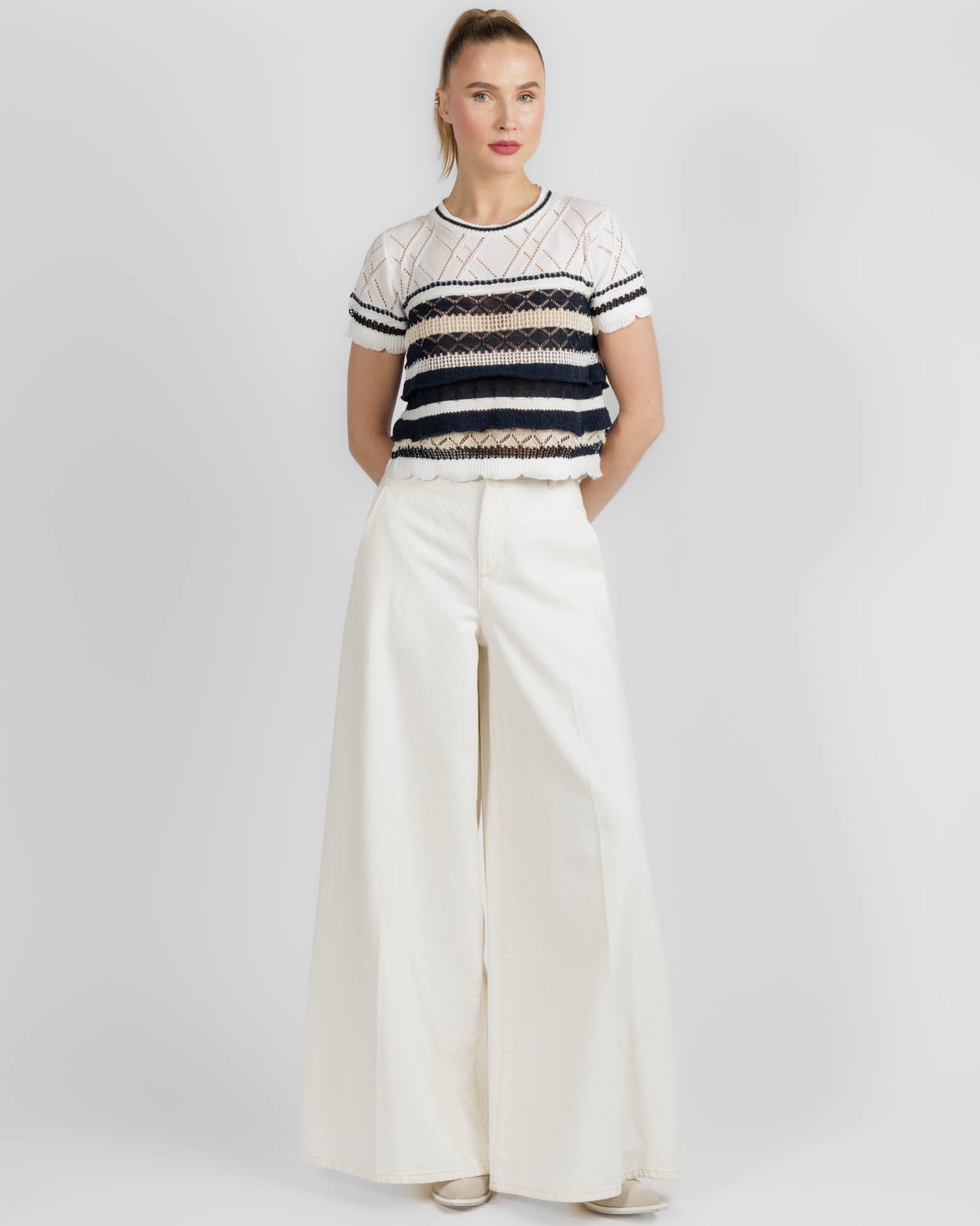 Crazy Short Sleeve Knit Basque