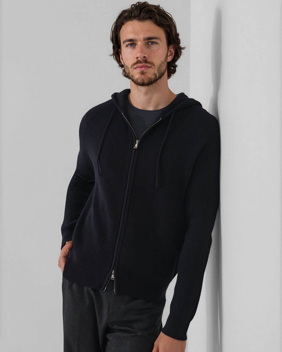 Rib Zip Hoodie
