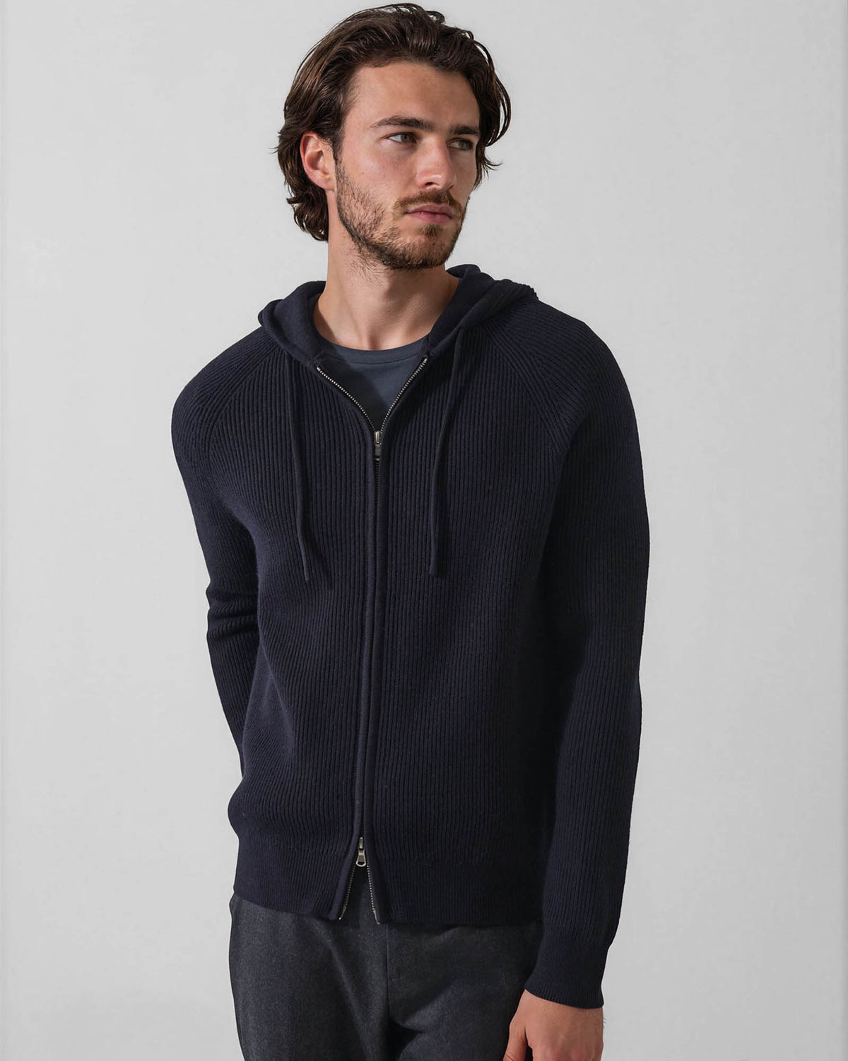Rib Zip Hoodie