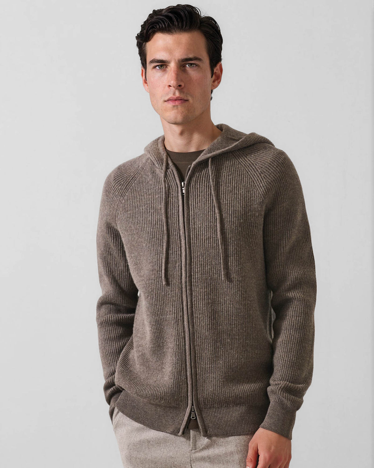 Ribbed Zip Hoodie