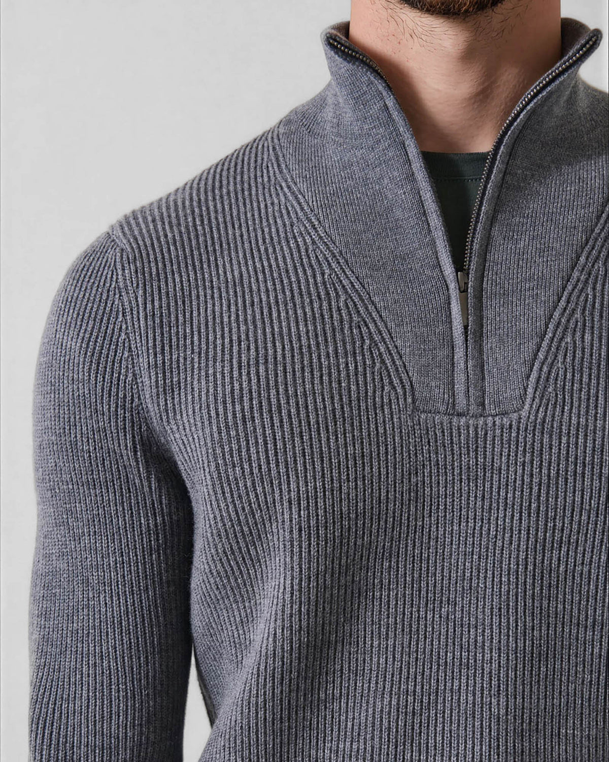 Ribbed Quarter Zip Mock Sweater