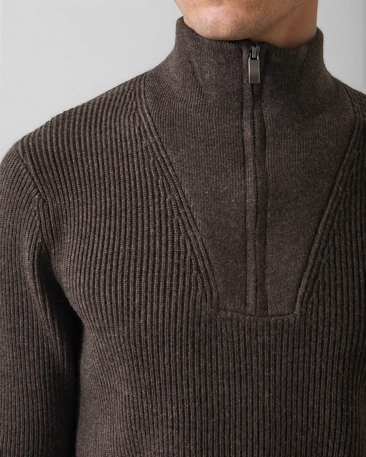 Ribbed Quarter Zip Mock Sweater